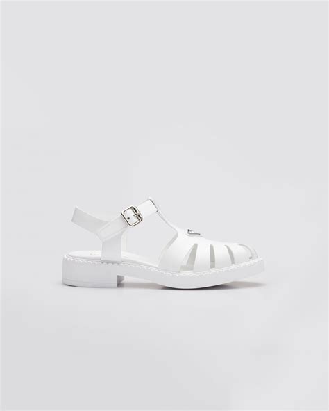 White Brushed leather fisherman sandals 